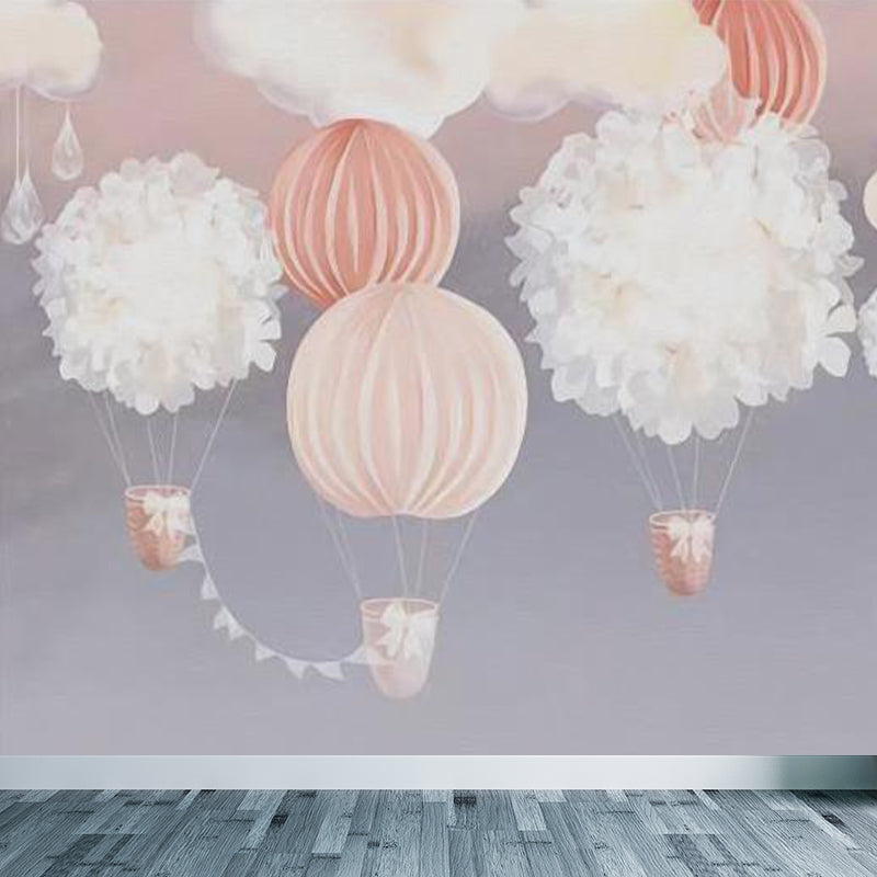 Balloon and Cloud Print Mural Cartoon Washable Baby Room Wall Covering, Made to Measure Clearhalo 'Wall Decor' 'Wall Mural' 1713921