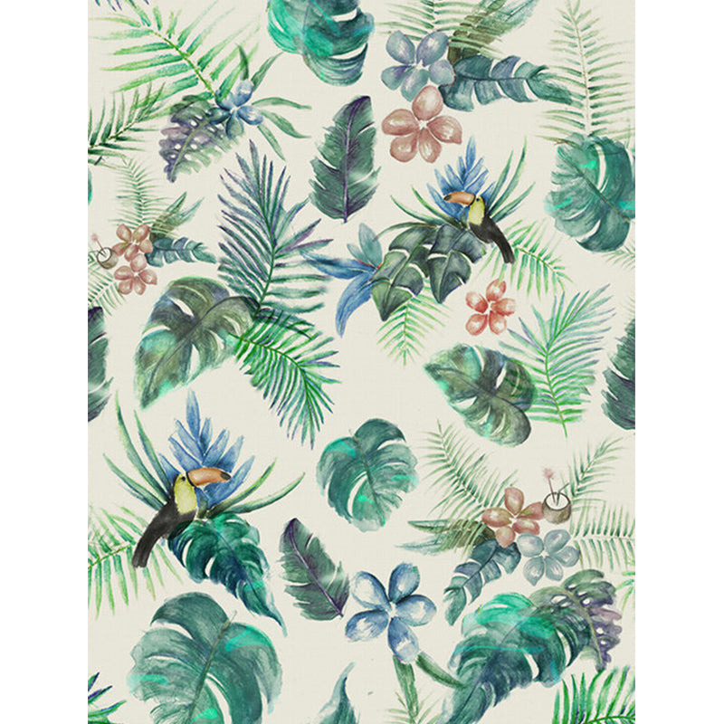 Large Flower and Botanical Mural Wallpaper Tropical Natural Landscape Wall Art in Green Clearhalo 'Wall Decor' 'Wall Mural' 1714242