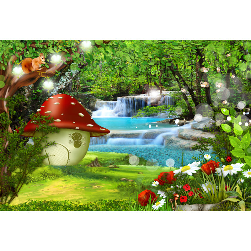 Beautiful Cascades Wall Paper Mural Kids Bedroom Fairy Tale Wall Decor, Custom Print Clearhalo 'Wall Decor' 'Wall Mural' 1714557