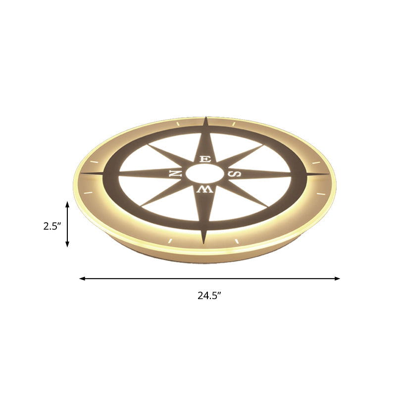 White Compass Flushmount Light Creative Acrylic Ceiling Fixture for Nursing Room Clearhalo 'Ceiling Lights' 'Close To Ceiling Lights' 'Close to ceiling' 'Flush mount' Lighting' 171485