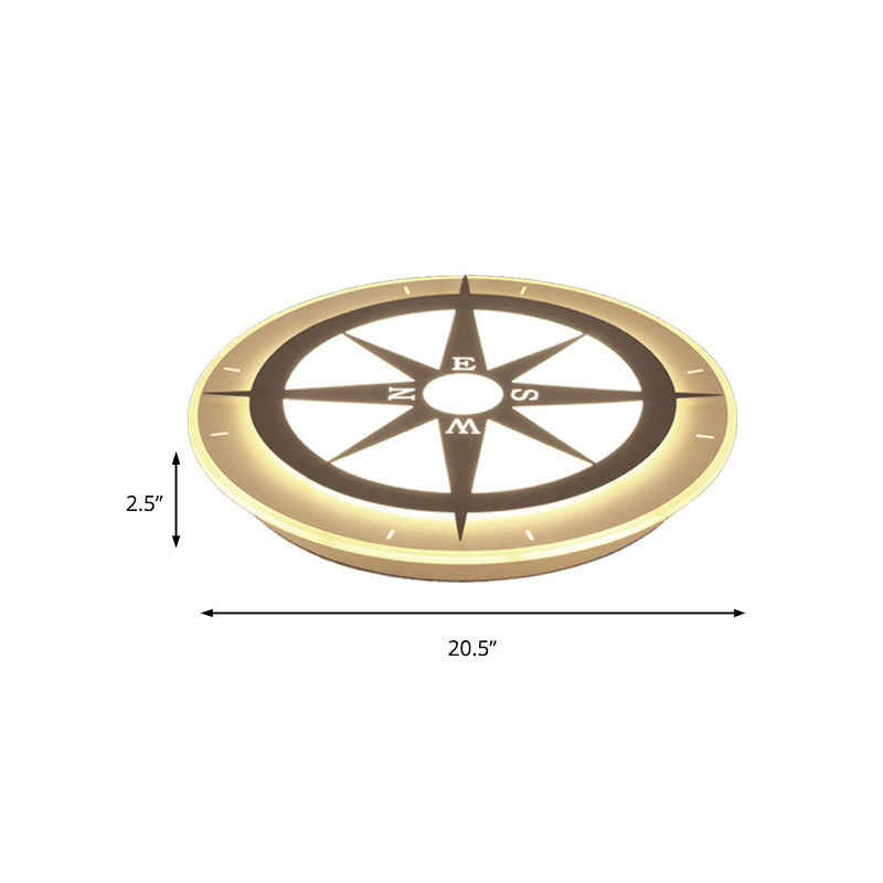 White Compass Flushmount Light Creative Acrylic Ceiling Fixture for Nursing Room Clearhalo 'Ceiling Lights' 'Close To Ceiling Lights' 'Close to ceiling' 'Flush mount' Lighting' 171486