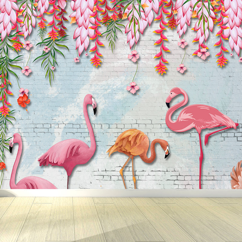 Light Color Wild Landscape Mural Moisture-Proofing Tropical Bedroom Wall Covering Clearhalo 'Wall Decor' 'Wall Mural' 1714890