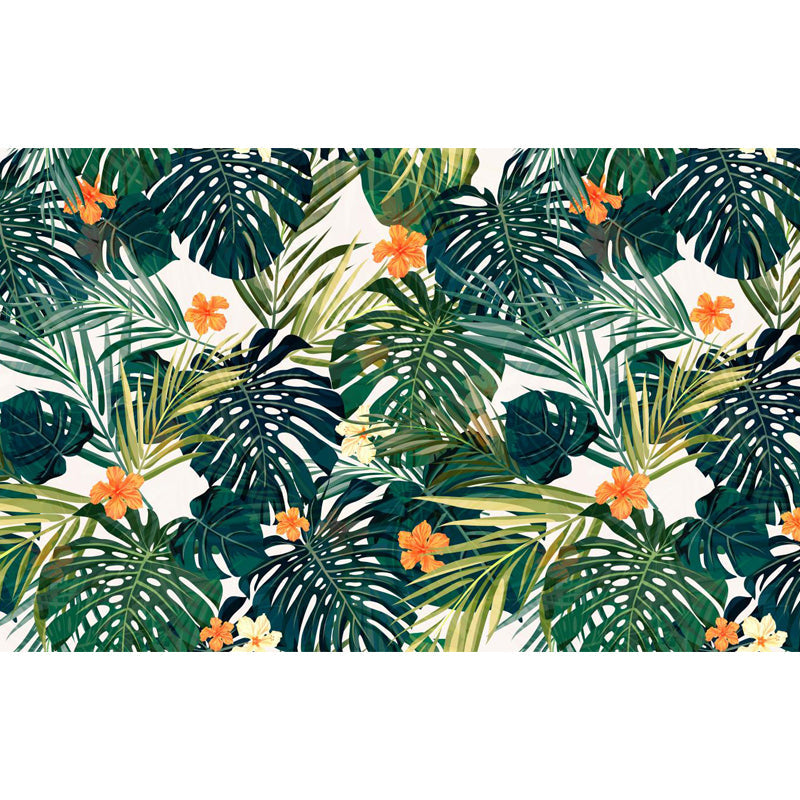 Non-Woven Ornamental Wall Mural Tropical Botanical Leaves Wall Covering, Personalised Clearhalo 'Wall Decor' 'Wall Mural' 1714962