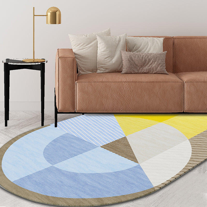 Scandinavian Novelty Rug in Green and Orange Color Block Geometric Pattern Rug Polyester Anti-Slip Carpet for Home Decor Clearhalo 'Area Rug' 'Rug' 1715004