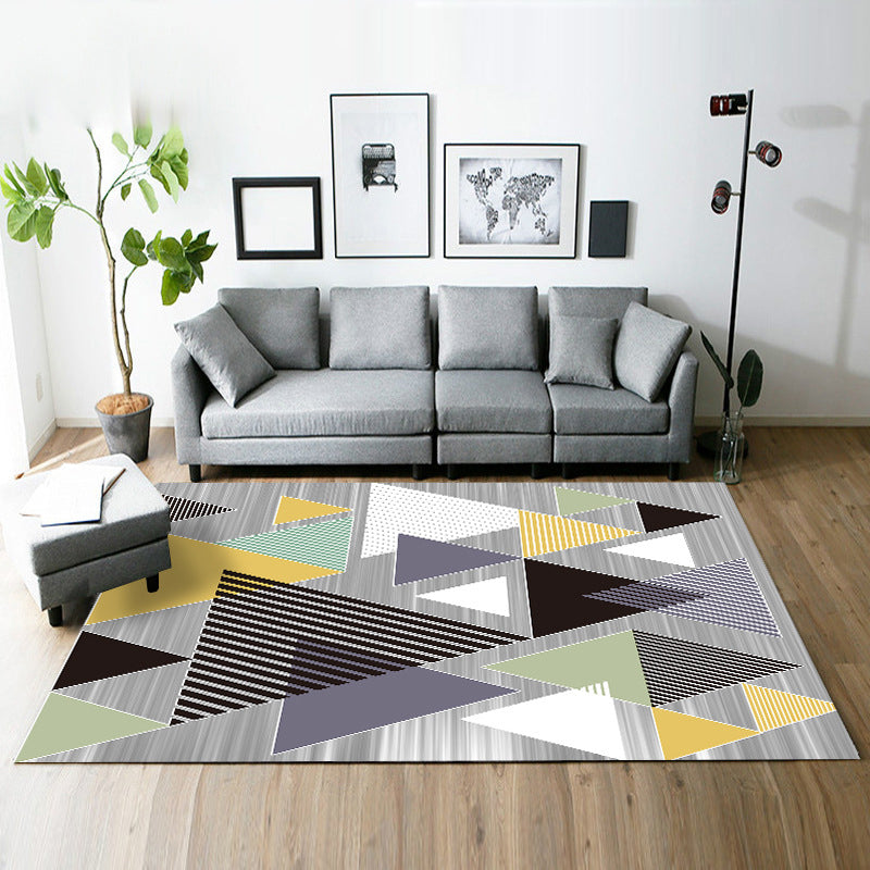 Modern Living Room Rug in Black and Yellow Color Block Stripe Print Rug Polyester Anti-Slip Area Rug Dark Gray Clearhalo 'Area Rug' 'Modern' 'Rugs' Rug' 1715099