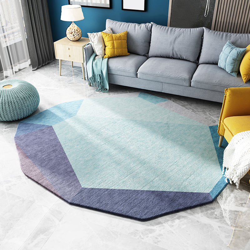 Green and Blue Irregular Rug Bedroom Novelty Colorblock Pattern Area Rug Polyester Stain-Resistant Carpet Clearhalo 'Area Rug' 'Rug' 1715158