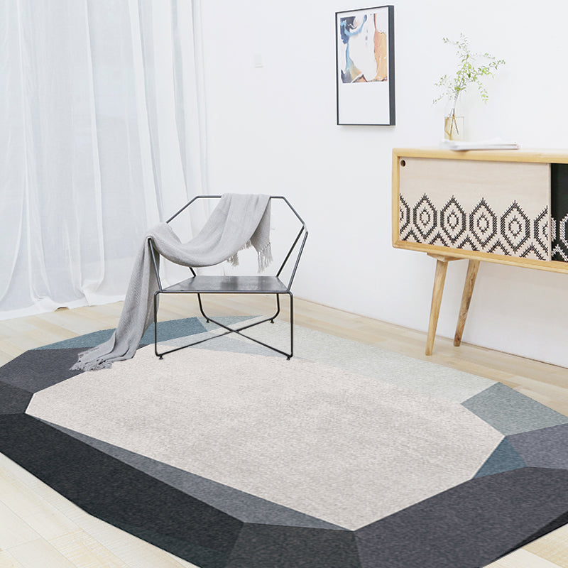 Grey and Blue Irregular Rug Bedroom Novelty Color Block Pattern Area Rug Polyester Washable Carpet Clearhalo 'Area Rug' 'Rug' 1715209