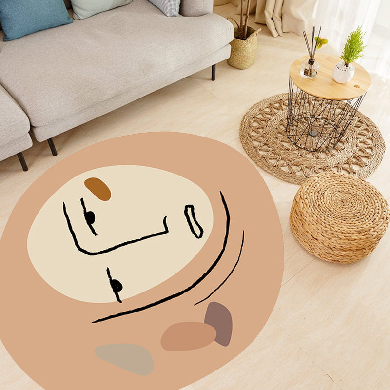 Modern Novelty Irregular Rug in Brown Abstract Painting Pattern Rug Polyester Washable Carpet for Home Decoration Clearhalo 'Area Rug' 'Rug' 1715212