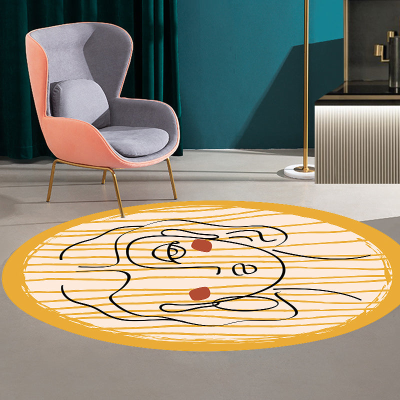 Novelty Living Room Irregular Rug in Yellow Abstract Maiden Print Rug Polyester Non-Slip Backing Area Rug Clearhalo 'Area Rug' 'Rug' 1715230