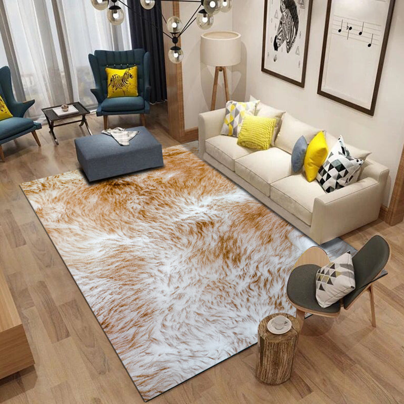 Modern Living Room Rug in Black and Orange Animal Giraffe Tiger Leopard Print Rug Polyester Non-Slip Area Rug White Clearhalo 'Area Rug' 'Modern' 'Rugs' Rug' 1715243