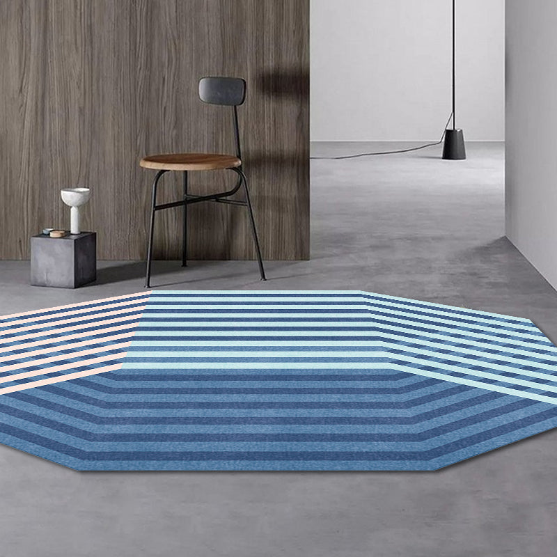 Modern Novelty Irregular Rug in Blue Stripes Pattern Rug Polyester Washable Carpet for Home Decoration Clearhalo 'Area Rug' 'Rug' 1715282