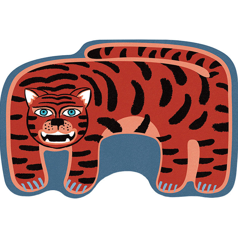 Kids Irregular Bedroom Rug in Red and Brown Animal Tiger Lion Leopard Print Rug Polyester Non-Slip Backing Area Rug Clearhalo 'Area Rug' 'Rug' 1715311