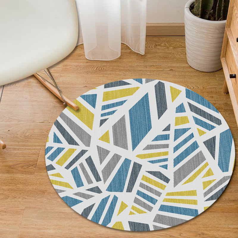 Modern Living Room Rug in Blue and Yellow Geometric Triangle Print Rug Polyester Stain-Resistant Area Rug Blue Clearhalo 'Area Rug' 'Modern' 'Rugs' Rug' 1715400