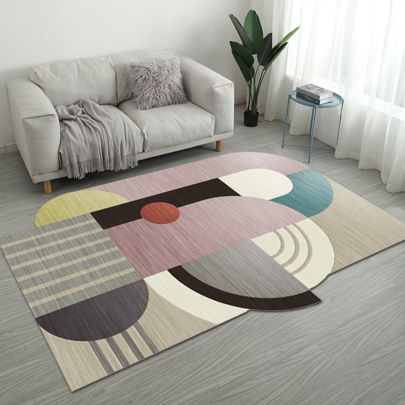 Casual Bedroom Irregular Rug in Grey and Ivory Color Block Print Rug Polyester Washable Area Rug Yellow Clearhalo 'Area Rug' 'Rug' 1715428