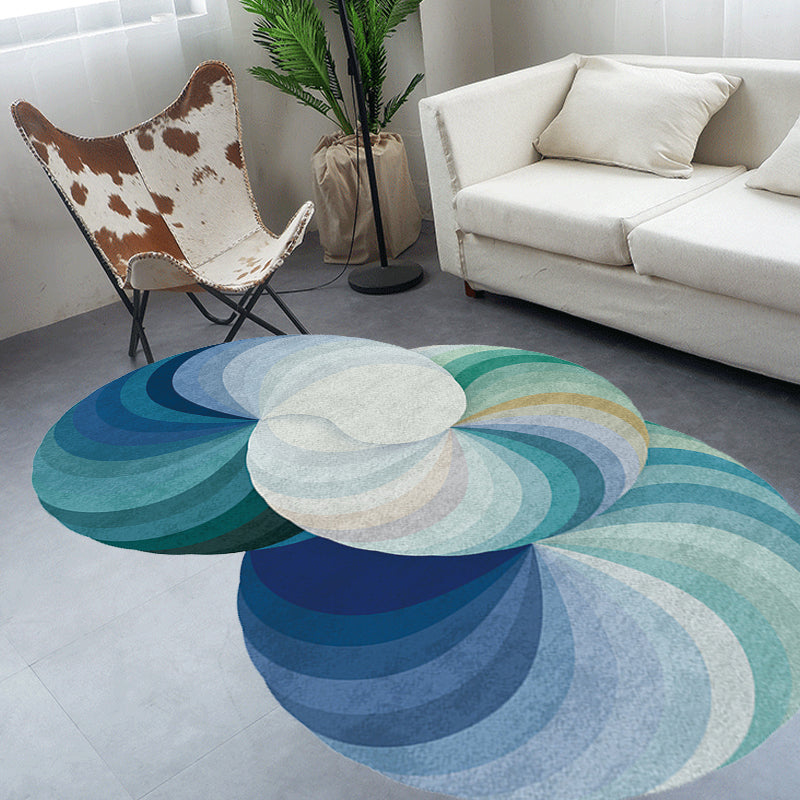 Novelty Living Room Irregular Rug in Green and Blue Ombre Fan Print Rug Polyester Stain-Resistant Area Rug Clearhalo 'Area Rug' 'Rug' 1715439