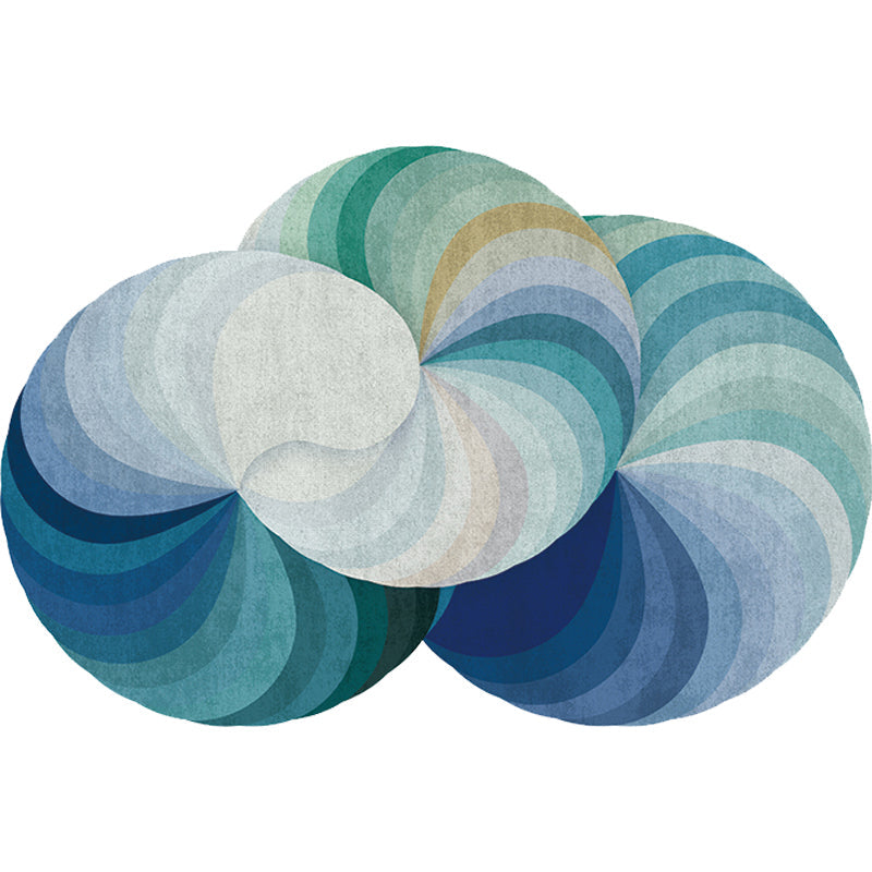 Novelty Living Room Irregular Rug in Green and Blue Ombre Fan Print Rug Polyester Stain-Resistant Area Rug Clearhalo 'Area Rug' 'Rug' 1715440