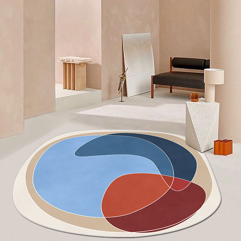 Orange and Blue Irregular Rug Bedroom Novelty Colorblock Pattern Area Rug Polyester Anti-Slip Carpet Light Blue Clearhalo 'Area Rug' 'Rug' 1715461