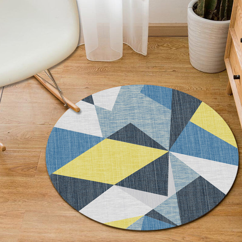 Contemporary Modern Rug in Grey and Blue Color Block Geometry Pattern Rug Polyester Anti-Slip Carpet for Home Decor Blue Clearhalo 'Area Rug' 'Modern' 'Rugs' Rug' 1715569