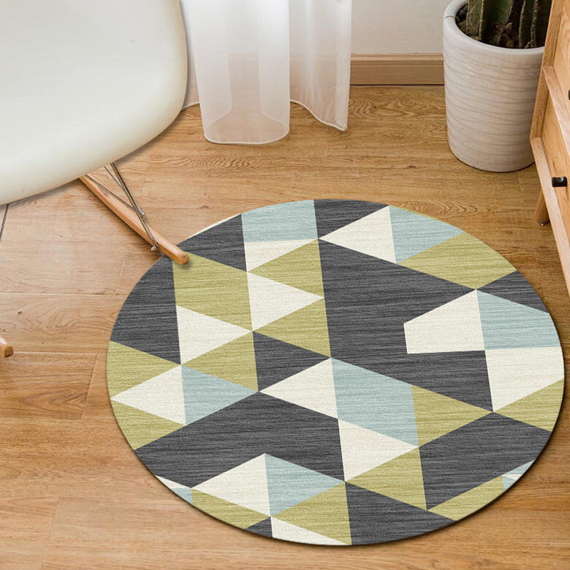 Minimalist Modern Rug in Grey and Blue Geometry Diamond Triangle Pattern Rug Polyester Non-Slip Carpet for Home Decor Green Clearhalo 'Area Rug' 'Modern' 'Rugs' Rug' 1715599