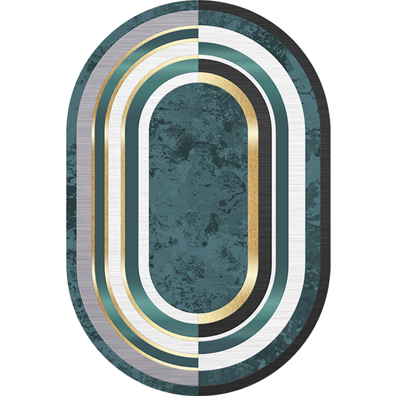 Novelty Living Room Rug in Green Color Block Oval Print Rug Polyester Machine Washable Area Rug Clearhalo 'Area Rug' 'Rug' 1715723