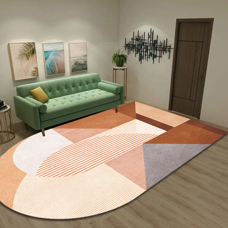 Contemporary Novelty Irregular Rug in Green and Brown Colorblock Pattern Rug Polyester Washable Carpet for Home Decor Clearhalo 'Area Rug' 'Rug' 1715751