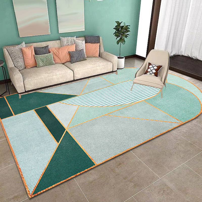 Contemporary Novelty Irregular Rug in Green and Brown Colorblock Pattern Rug Polyester Washable Carpet for Home Decor Clearhalo 'Area Rug' 'Rug' 1715754