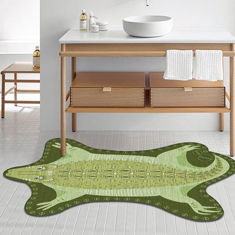 Green Irregular Rug Nursery Kids Animal Crocodile Pattern Area Rug Polyester Stain-Resistant Carpet Clearhalo 'Area Rug' 'Rug' 1715784