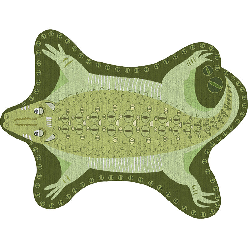 Green Irregular Rug Nursery Kids Animal Crocodile Pattern Area Rug Polyester Stain-Resistant Carpet Clearhalo 'Area Rug' 'Rug' 1715785