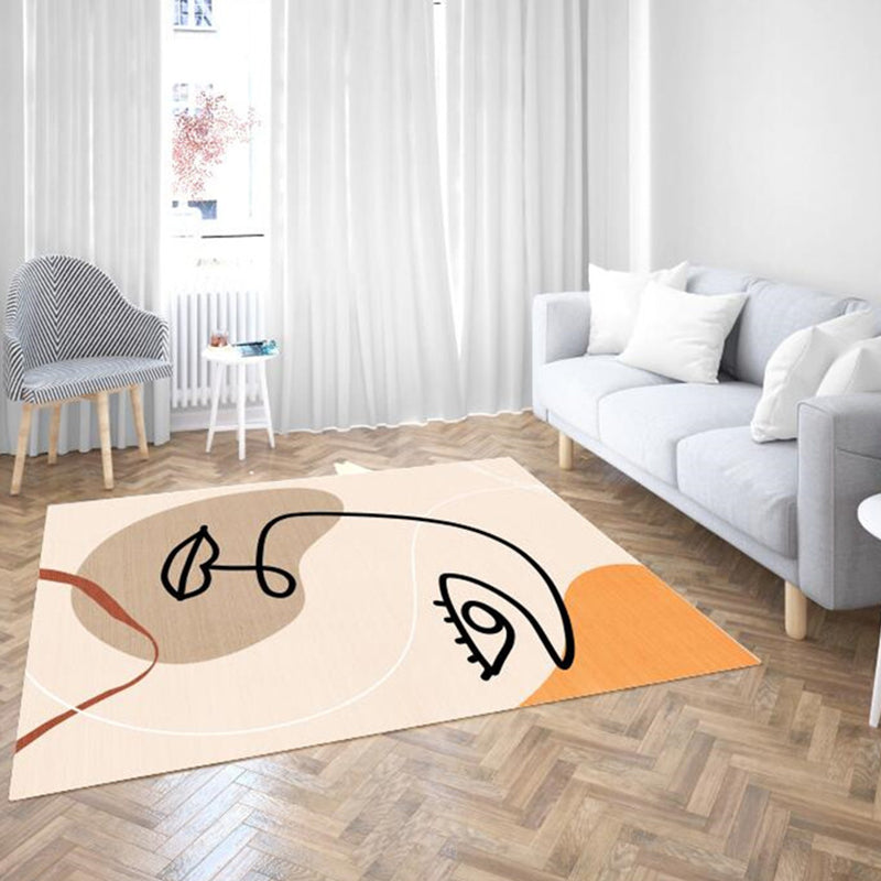 Unique Beige Modernism Rug Polyester Abstract Rug Washable Pet Friendly Anti-Slip Carpet for Living Room Beige Clearhalo 'Area Rug' 'Rug' 1715797