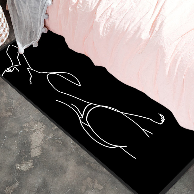 Novelty Abstract Rug Modern Black Polyester Rug Anti-Slip Pet Friendly Area Rug for Bedroom Clearhalo 'Area Rug' 'Rug' 1715875