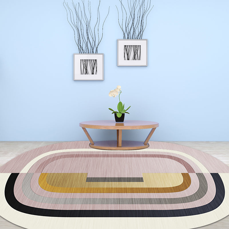 Minimalist Novelty Rug in Pink Color Block Line Pattern Rug Polyester Washable for Home Decoration Clearhalo 'Area Rug' 'Rug' 1715976