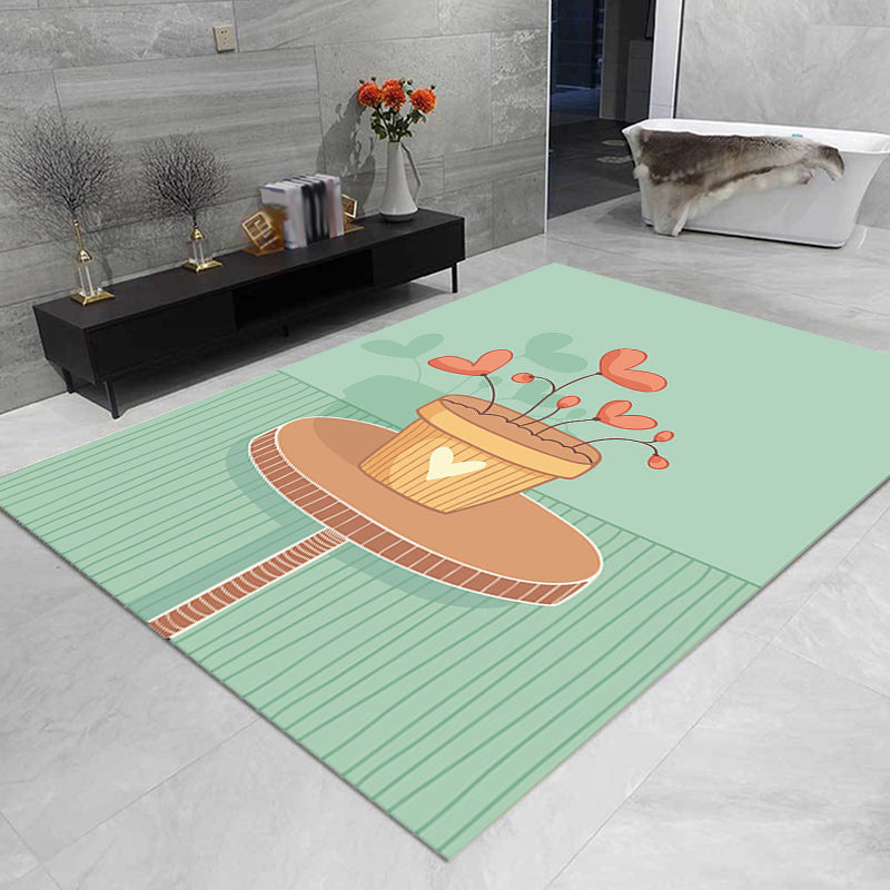 Unusual Heart Pattern Rug Green Kids Rug Polyester Pet Friendly Washable Non-Slip Backing Area Rug for Nursery Clearhalo 'Area Rug' 'Rug' 1716001