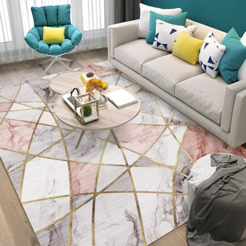 Nordic Geometric Pattern Rug Polyester Modernist Rug Pet Friendly Anti-Slip Backing Area Rug for Living Room Pink Clearhalo 'Area Rug' 'Modern' 'Rugs' Rug' 1716143