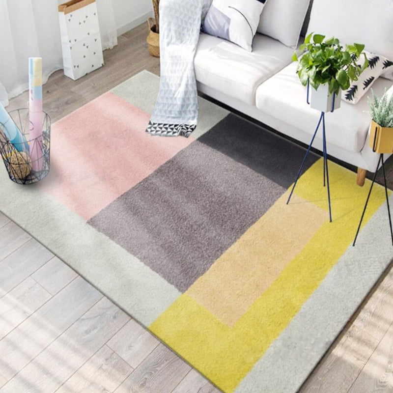 Multicolor Living Room Rug Colorblock Geometric Pattern Rug Polyester Washable Anti-Slip Pet Friendly Area Rug Yellow Clearhalo 'Area Rug' 'Modern' 'Rugs' Rug' 1716189