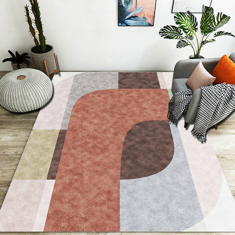 Stylish Colorblock Geometric Pattern Rug Polyester Modernist Rug Pet Friendly Anti-Slip Backing Area Rug for Living Room Cameo Brown Clearhalo 'Area Rug' 'Modern' 'Rugs' Rug' 1716262