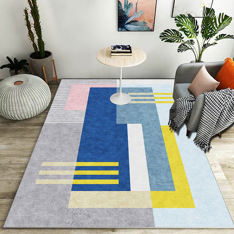 Stylish Colorblock Geometric Pattern Rug Polyester Modernist Rug Pet Friendly Anti-Slip Backing Area Rug for Living Room Blue Clearhalo 'Area Rug' 'Modern' 'Rugs' Rug' 1716263