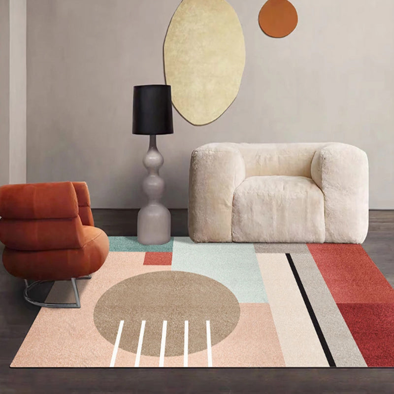 Brown Colorblock Striped Pattern Rug Polyester Modernist Rug Non-Slip Pet Friendly Area Rug for Living Room Pink Clearhalo 'Area Rug' 'Modern' 'Rugs' Rug' 1716296