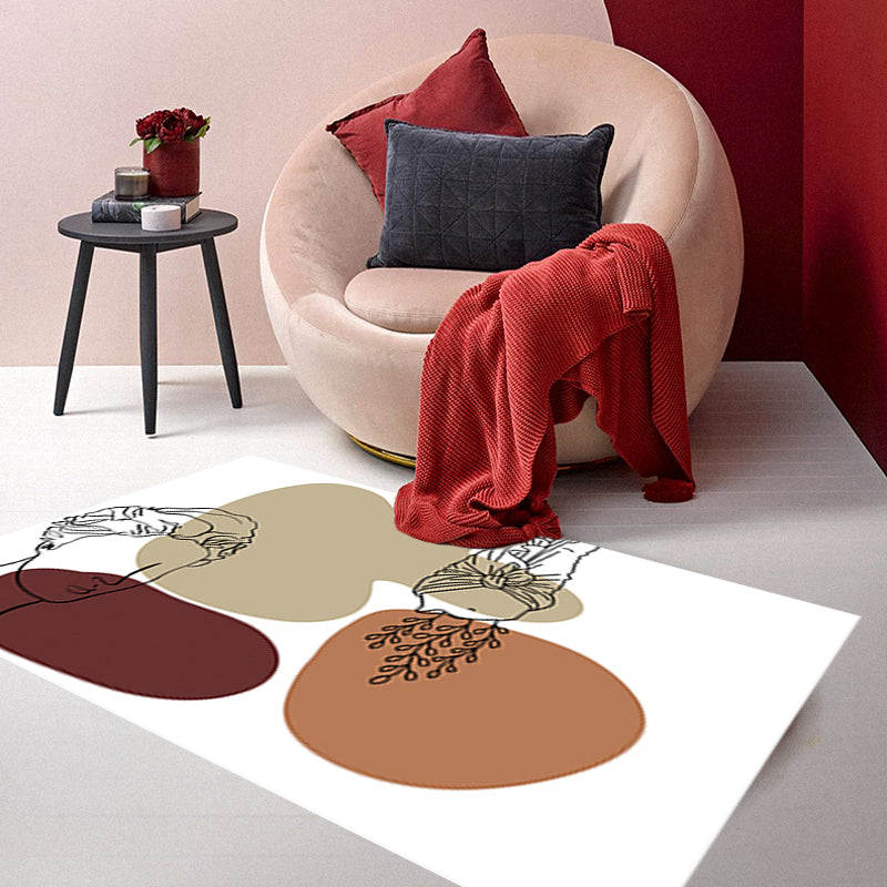 Modern Character Pattern Rug with Leaf Brown and Yellow Polyester Rug Washable Pet Friendly Carpet for Bedroom Clearhalo 'Area Rug' 'Rug' 1716339