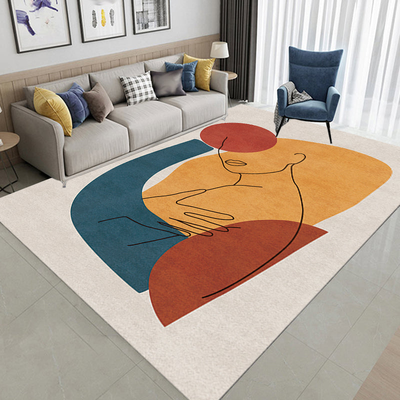 Multicolor Living Room Rug Nordic Character Pattern Rug Polyester Washable Pet Friendly Area Rug Clearhalo 'Area Rug' 'Rug' 1716380