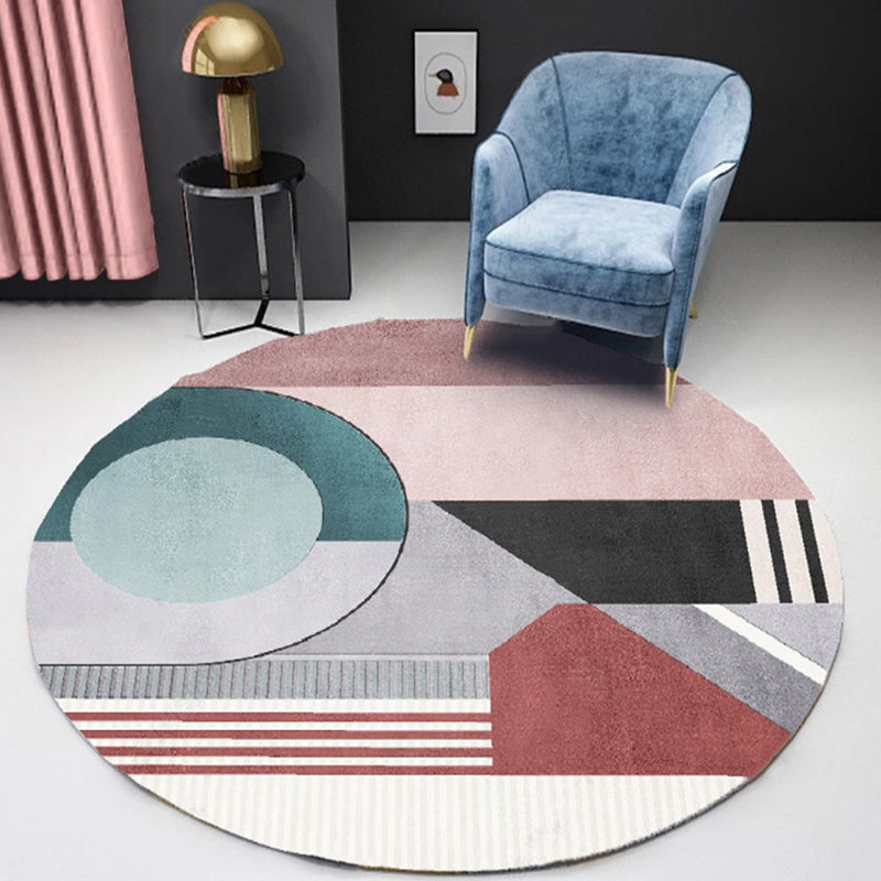 Unique Nordic Rug Colorblock Rug Washable Pet Friendly Anti-Slip Backing Washable Area Rug for Living Room Light Pink Clearhalo 'Area Rug' 'Modern' 'Rugs' Rug' 1716407