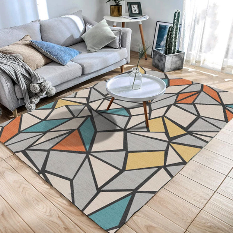 Colorblock Geometric Living Room Rug Polyester Novelty Abstract Rug Washable Pet Friendly Carpet Pewter Clearhalo 'Area Rug' 'Modern' 'Rugs' Rug' 1716435