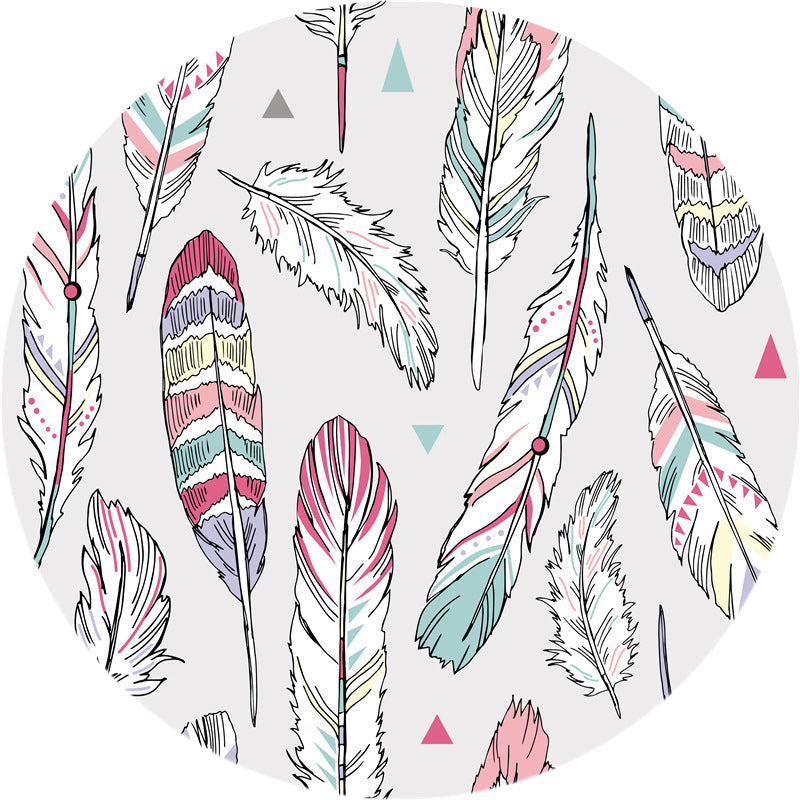 Cute Feather Pattern Rug Light Grey Kids Rug Polyester Pet Friendly Washable Area Rug for Nursery Clearhalo 'Area Rug' 'Rug' 1716447