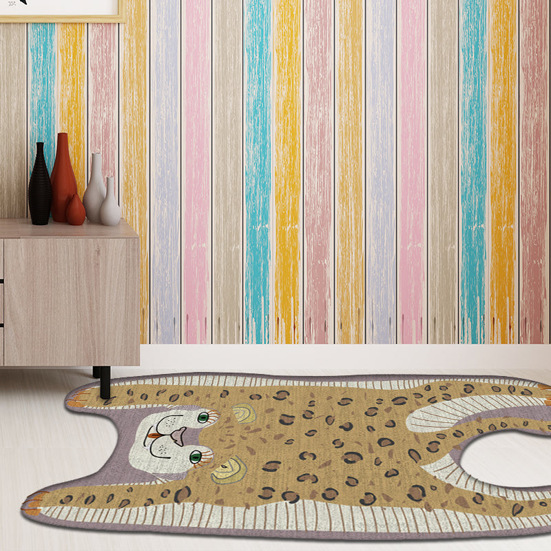 Kids Irregular Bedroom Rug in Yellow and Purple Animal Leopard Print Rug Polyester Non-Slip Backing Area Rug Clearhalo 'Area Rug' 'Rug' 1716483