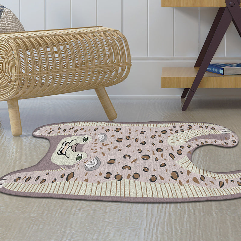 Kids Irregular Bedroom Rug in Yellow and Purple Animal Leopard Print Rug Polyester Non-Slip Backing Area Rug Clearhalo 'Area Rug' 'Rug' 1716490