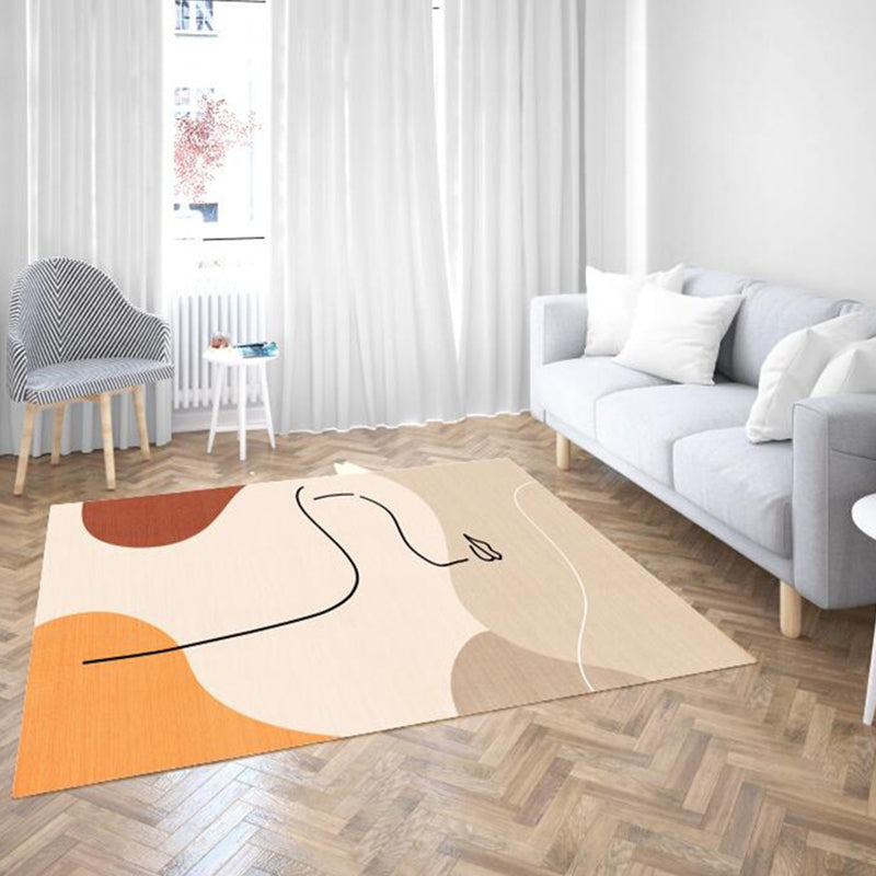 Brown and Beige Abstract Rug Polyester Nordic Rug Pet Friendly Washable Carpet for Living Room Yellow-Red Clearhalo 'Area Rug' 'Rug' 1716497