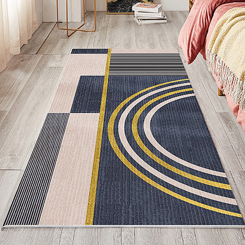 Stylish Modernist Rug Multicolor Striped Pat term Rug Washable Pet Friendly Non-Slip Carpet for Bedroom Dark Blue Clearhalo 'Area Rug' 'Modern' 'Rugs' Rug' 1716508