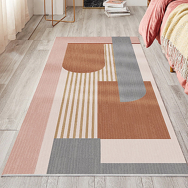 Multicolor Striped Pattern Rug Polyester Novelty Rug Pet Friendly Washable Area Rug for Living Room Orange Clearhalo 'Area Rug' 'Modern' 'Rugs' Rug' 1716566