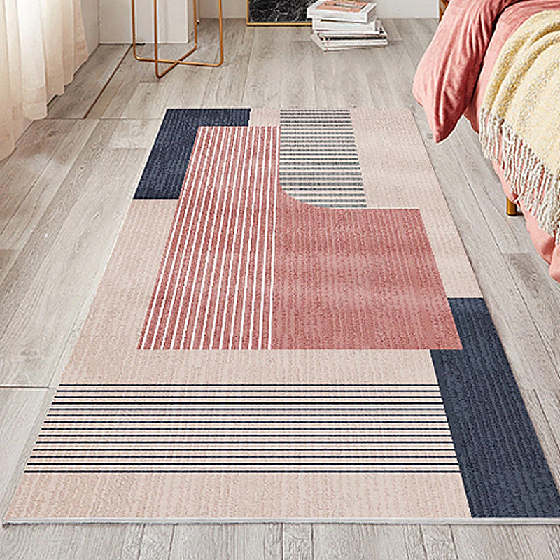 Multicolor Striped Pattern Rug Polyester Novelty Rug Pet Friendly Washable Area Rug for Living Room Pink Clearhalo 'Area Rug' 'Modern' 'Rugs' Rug' 1716569