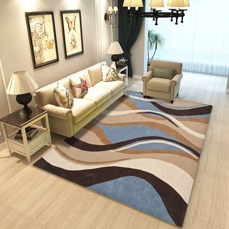 Fancy Colorblock Geometric Pattern Rug with Swirl Stripe Polyester Nordic Rug Pet Friendly Anti-Slip Backing Area Rug for Living Room Camel Clearhalo 'Area Rug' 'Modern' 'Rugs' Rug' 1716595