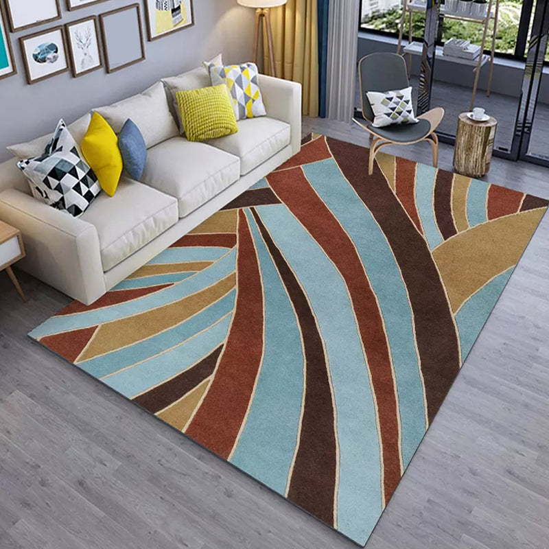 Fancy Colorblock Geometric Pattern Rug with Swirl Stripe Polyester Nordic Rug Pet Friendly Anti-Slip Backing Area Rug for Living Room Light Blue Clearhalo 'Area Rug' 'Modern' 'Rugs' Rug' 1716604